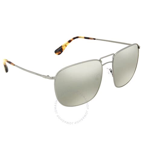 Prada Sunglasses PR52TS 5AV7W1 Silver Grey Square Metal 